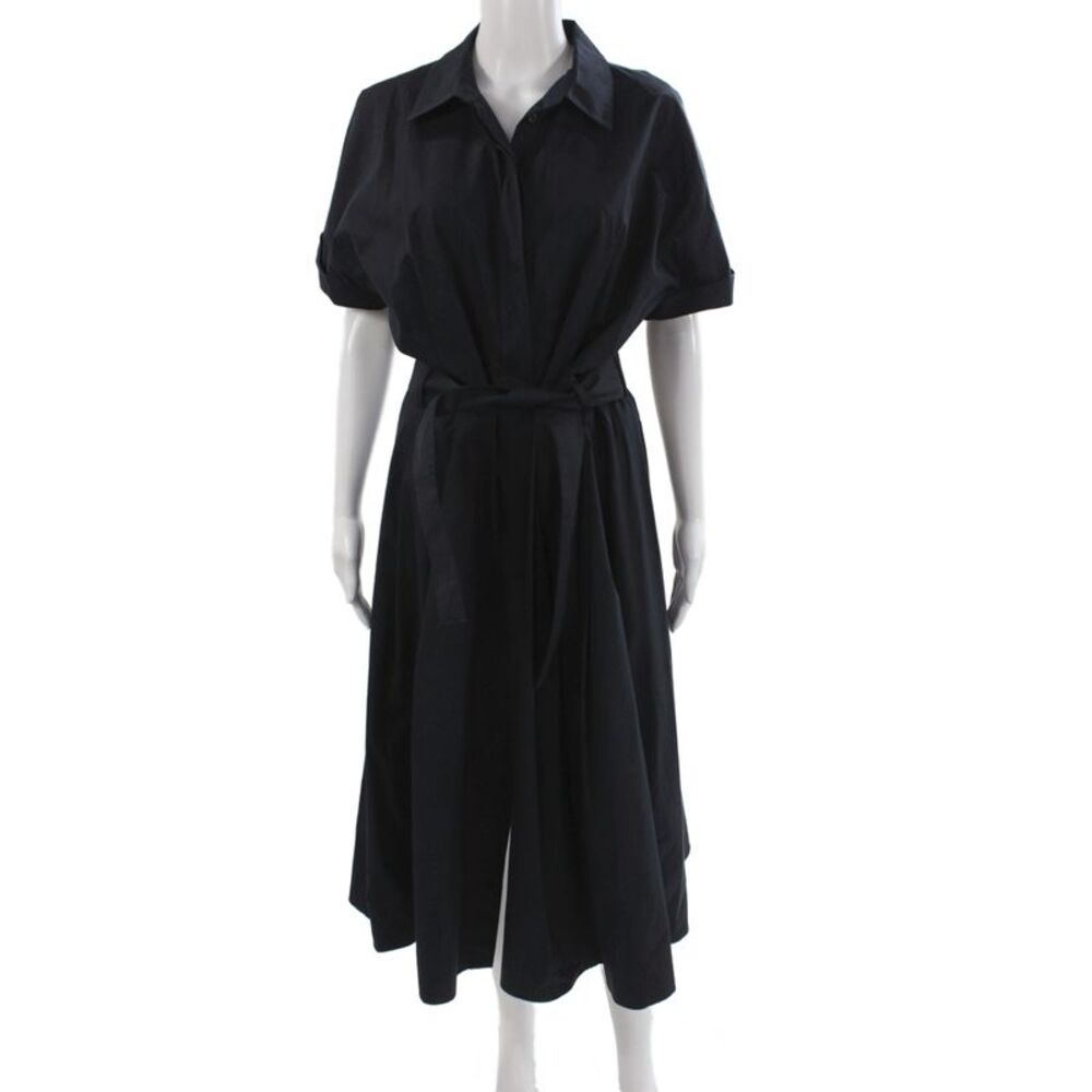 Lafayette 148 New York Women Black Fit & Flare Shirt Dress Short Sleeve Size XL